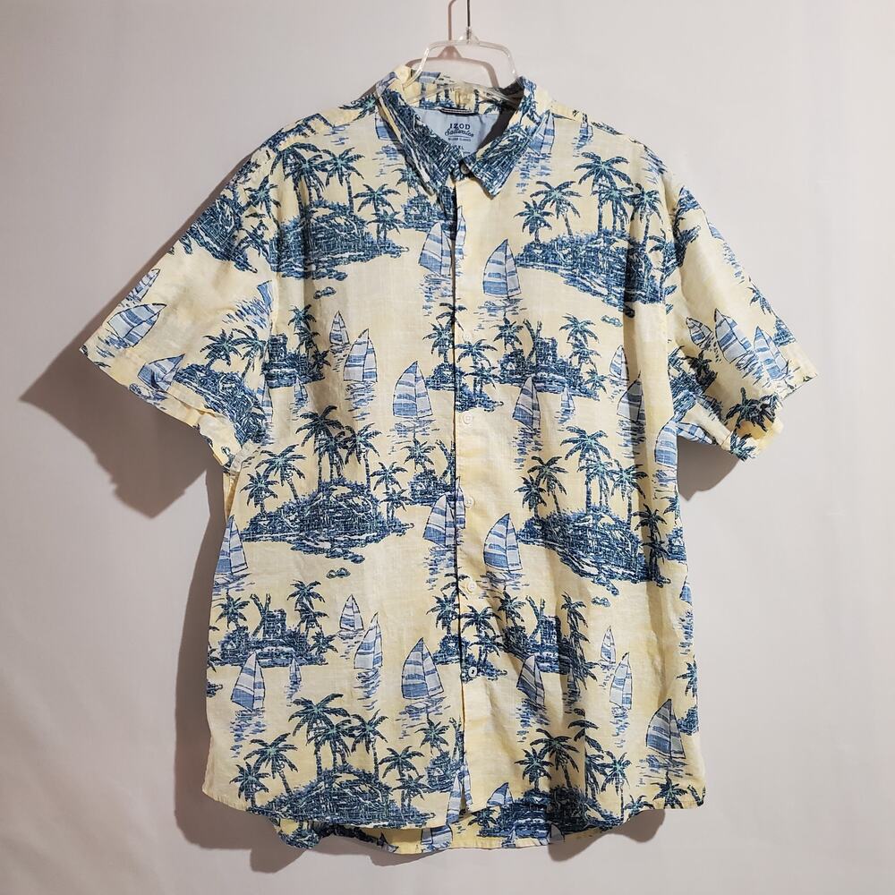 Izod Saltwater Mens Lot of 2 Casual Button Down Polo Shirts Size XXL Tropical - Picture 2 of 13
